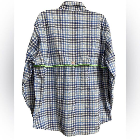 Vineyard Vines Plaid Harbor Shirt Men's Sz L Blue White Long Sleeve Vented Beach - Picture 9 of 15